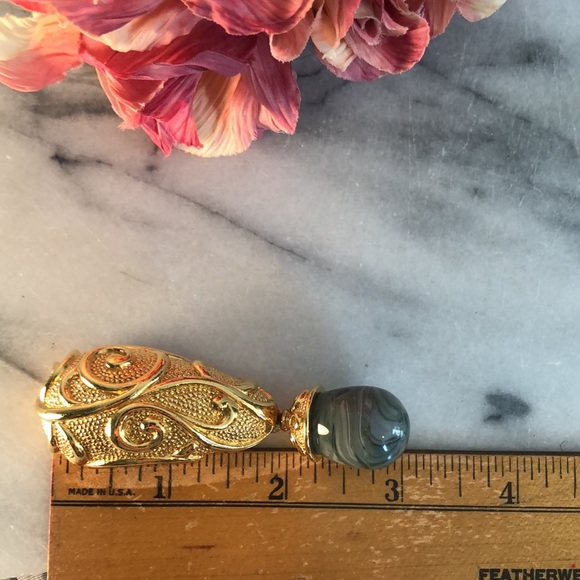 Vintage 90s Signed Jose Barrera for Avon Venetian Mist Green Marbled Brooch Pin - Picture 7 of 8